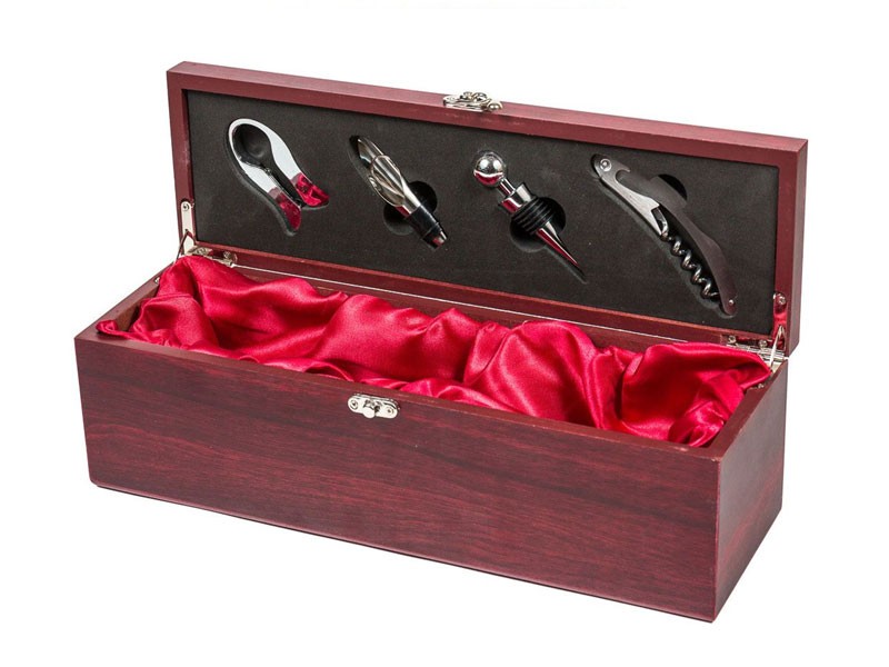 Wine Box Set with Wine Tools Rosewood Finish Single