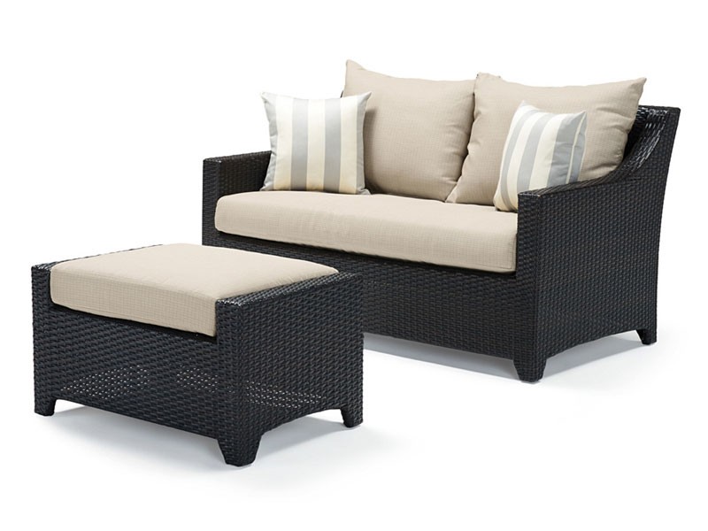 Deco Loveseat and Ottoman Slate Gray