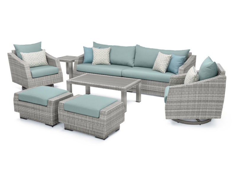 Cannes Deluxe 8 Piece Sofa & Club Chair Set Spa Bluu