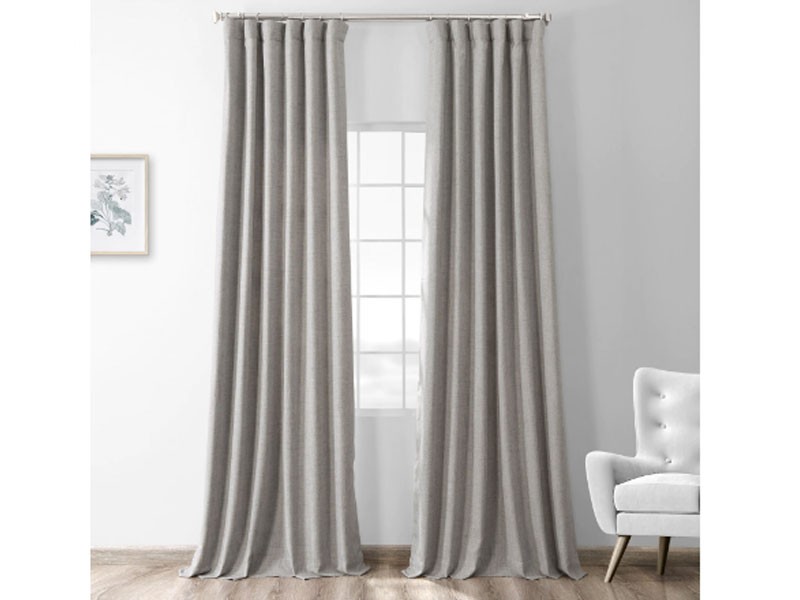 Steely Grey Thermal Room Darkening Heathered Italian Woolen Weave Curtain