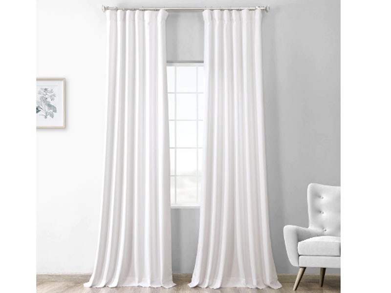 Snow White Thermal Room Darkening Heathered Italian Woolen Weave Curtain