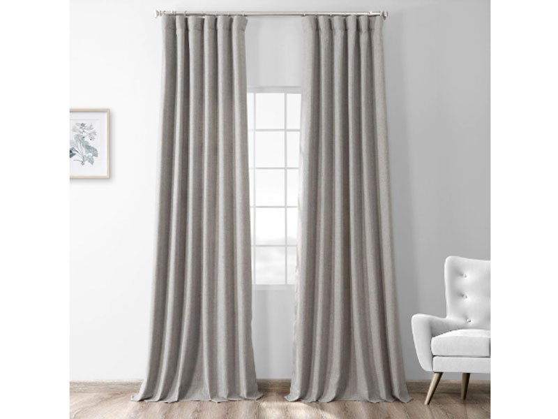 Grey Thermal Room Darkening Heathered Italian Woolen Weave Curtain