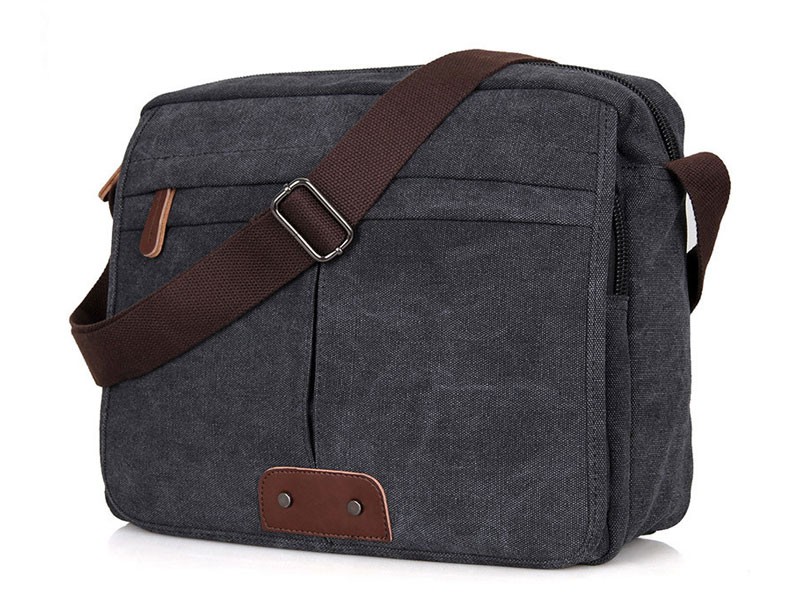 Wayfarer Men's Canvas Crossbody Messenger Bag Stone Grey