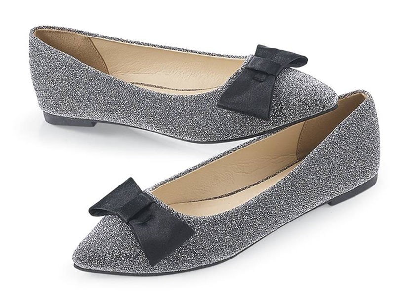 Glimmering Bow Flats For Women