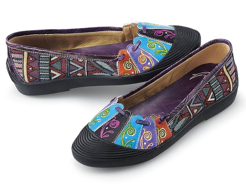 Colorful Swirls Leather Flats For Women