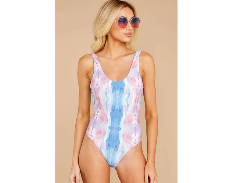 Feeling Salty Pink And Blue Seaside Sunrise One Piece Swimsuit For Women