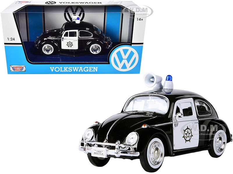 1966 Volkswagen Beetle Police Car Black and White 1/24 Diecast Model Car