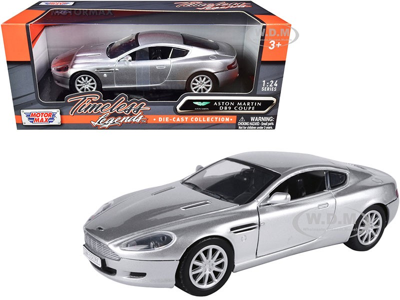 Aston Martin DB9 Coupe Silver Metallic Timeless Legends 1/24 Diecast Model Car