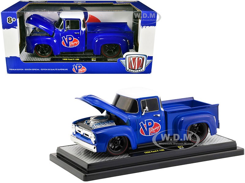 1956 Ford F100 Pickup Truck Blue with White Top Diecast Model Car