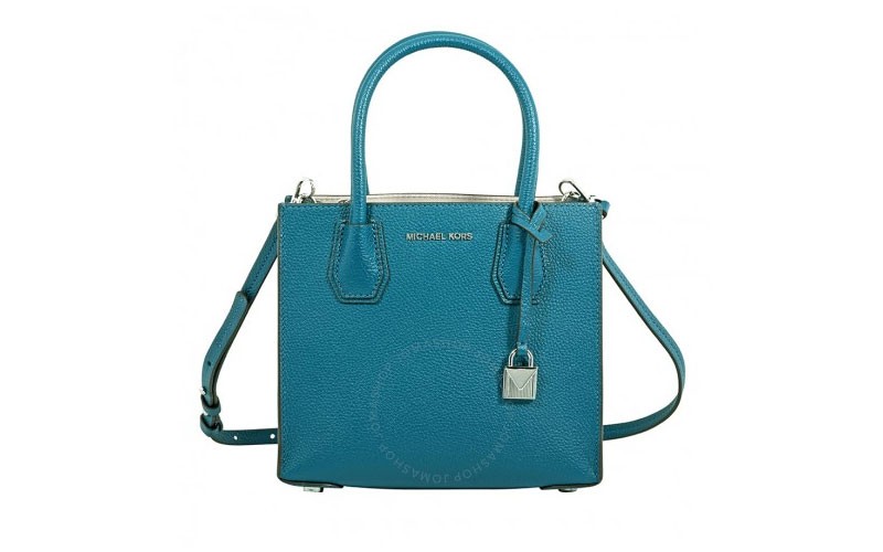 Michael Kors Mercer Pebbled Leather Crossbody - Teal