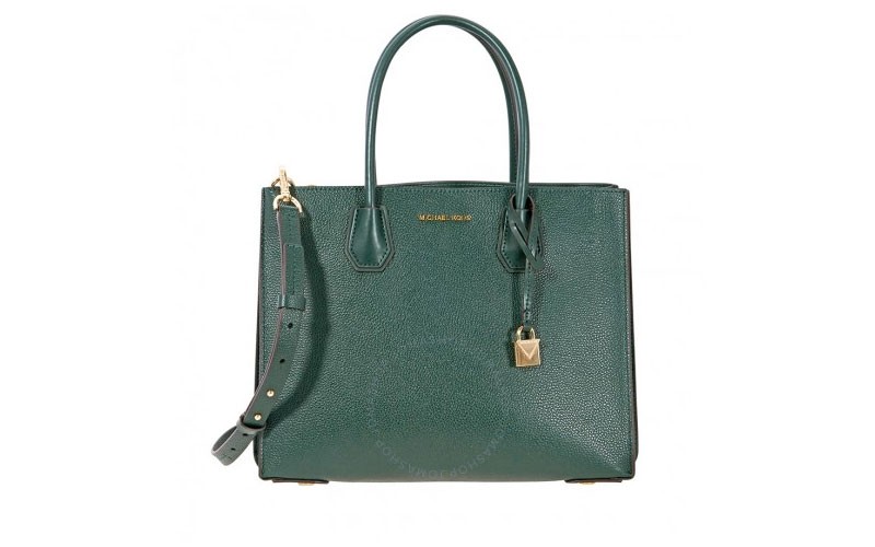 Michael Kors Mercer Large Pebbled Leather Tote - Racing Green