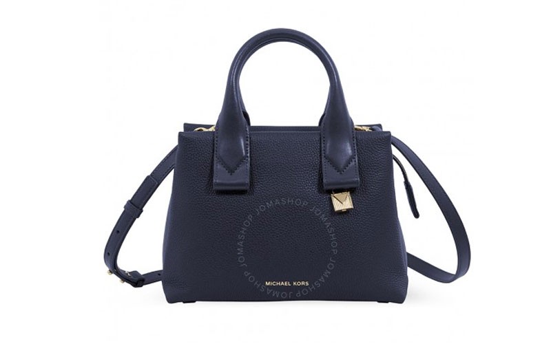 Michael Kors Rollins Small Pebbled Leather Satchel- Admiral
