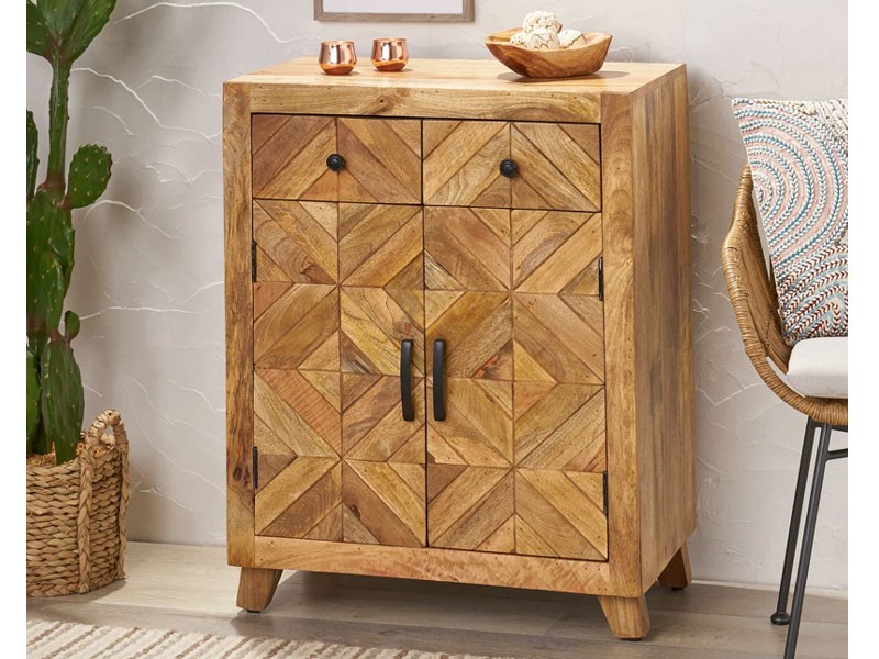 Jepsen Boho Handcrafted Mango Wood 2 Door 2 Drawer Cabinet