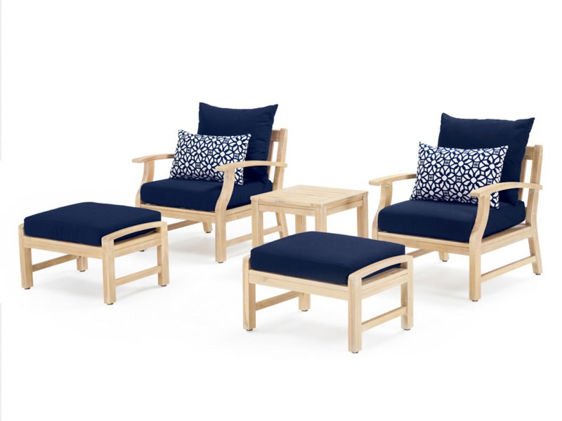 Kooper 5 Piece Club Chair & Ottoman Set Navy Blue