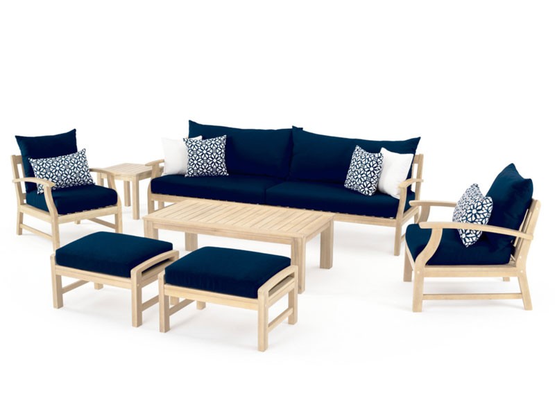 Kooper 8 Piece Sofa & Club Chair Set Navy Blue