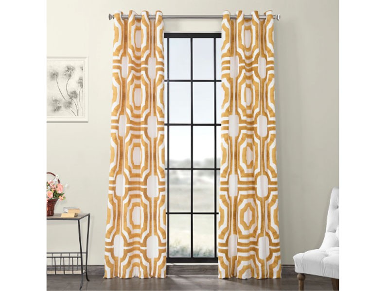 Mecca Gold Grommet Printed Cotton Curtain