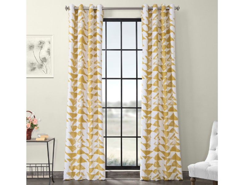 Triad Gold Grommet Printed Cotton Twill Curtain