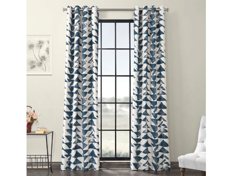 Triad Indigo Grommet Printed Cotton Twill Curtain