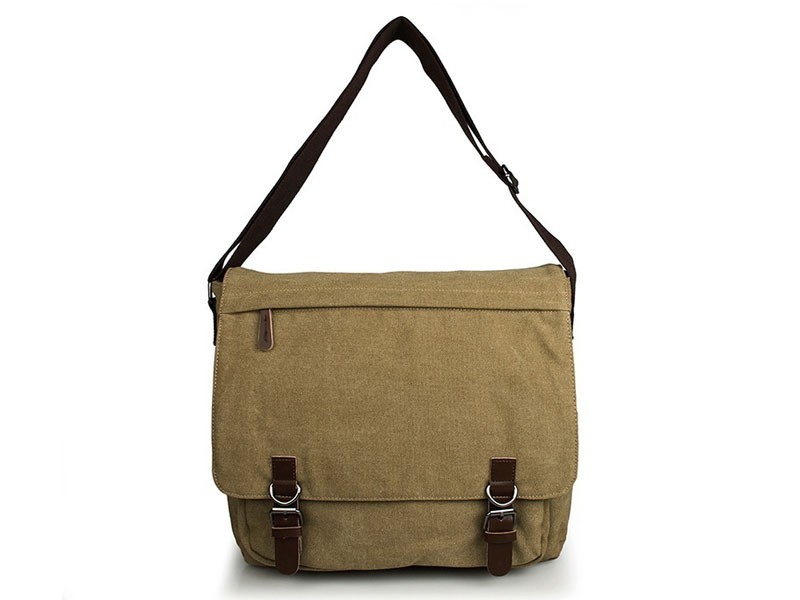 Commuter Men's Canvas Classic Messenger Bag Khaki Tan For Men