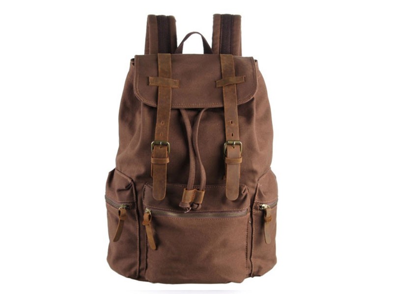 Costa Azul Vintage Canvas & Leather Rugged Day Backpack For Men
