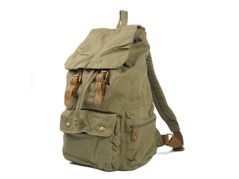 Tripoli Vintage Canvas & Leather Retro Day Backpack For Men
