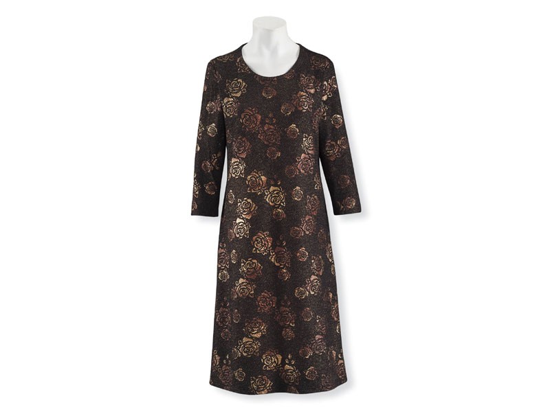 Jacquard Metallic Roses Dress For Women