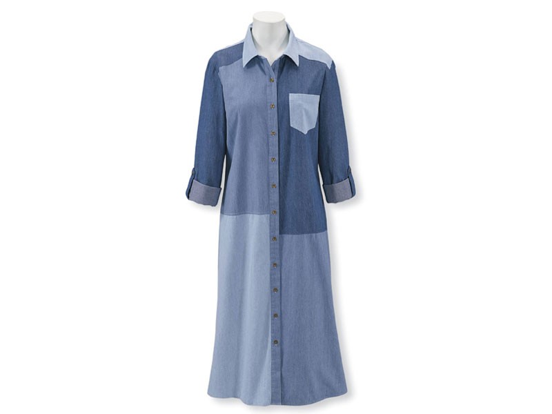 Patchwork Denim Dress For Women