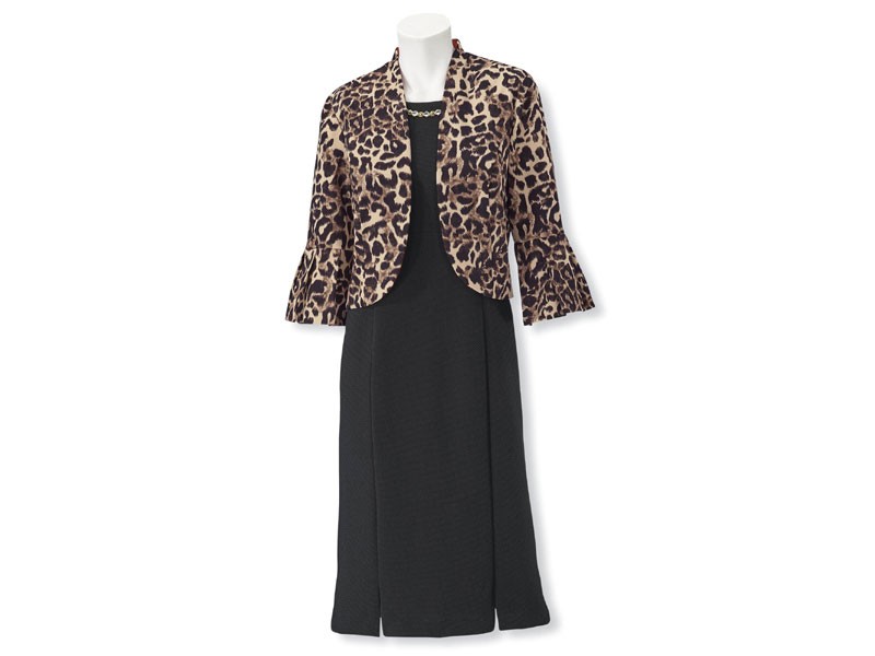 Animal-Print Jacket & Beaded Women's Dress Set