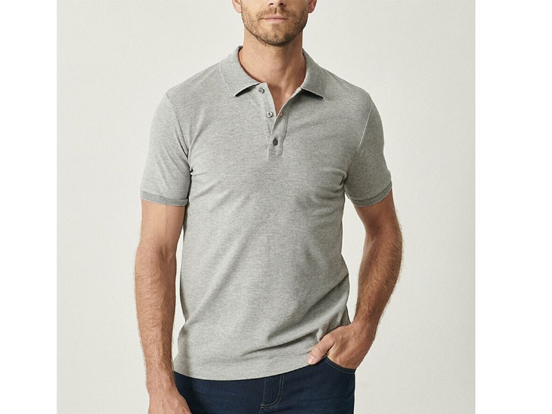 Yukon Polo Gray Melange T-Shirt For Men