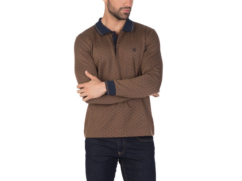 Men's Hans Long Sleeve Polo Shirt Light Brown