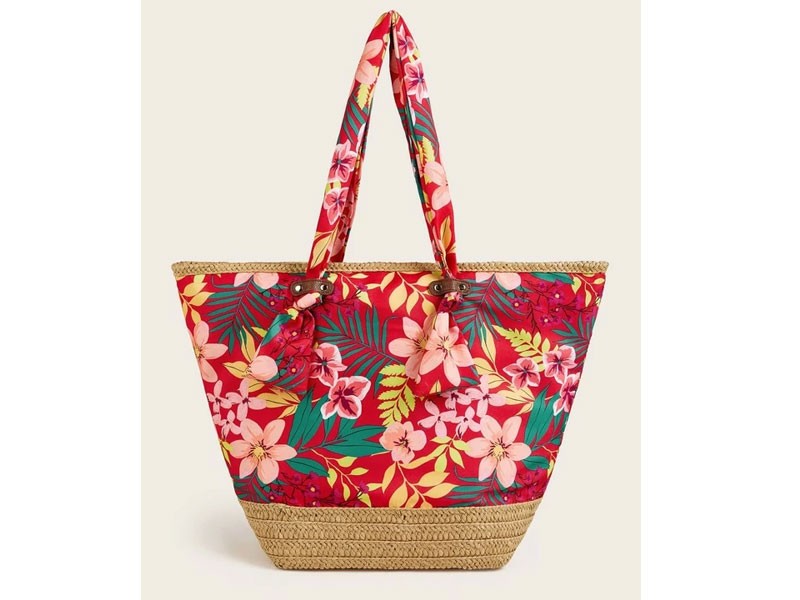 Plaited Detail Floral Tote Bag For Women