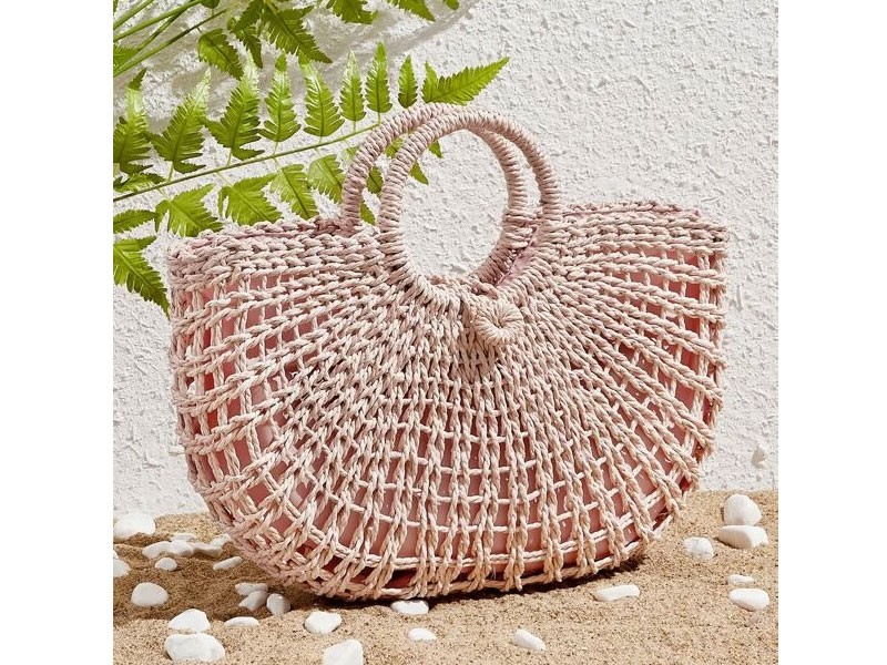 Women's Woven Tote Bag With Ring Handle