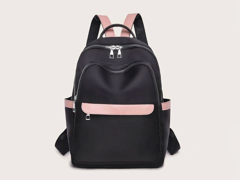 Color Block Pocket Front Backpack For Women