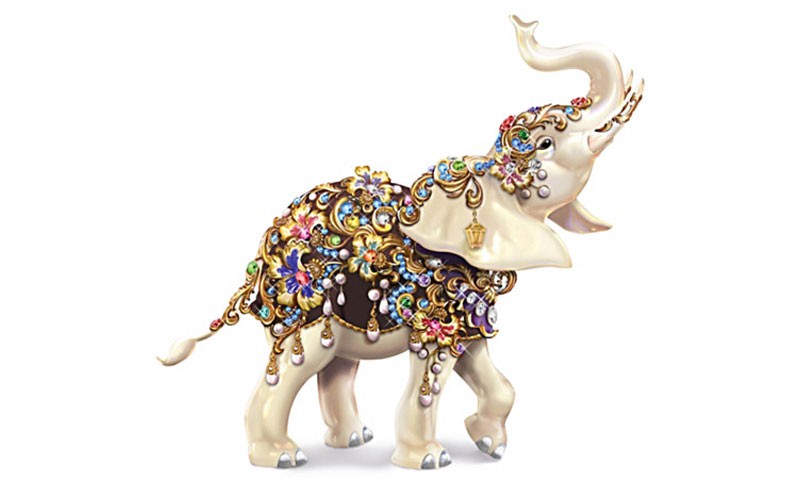 Thomas Kinkade Elephant Figurine With Swarovski Crystals