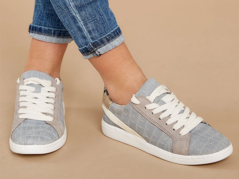 Women's Nino Grey Crocodile Sneakers