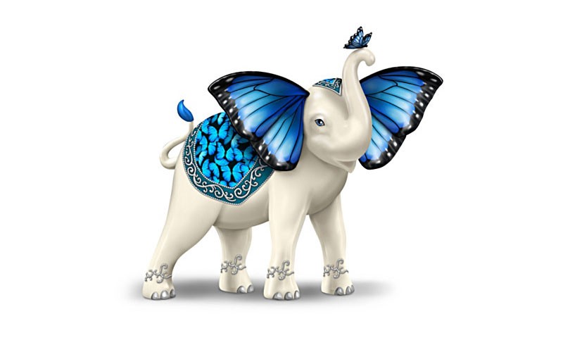 Blue Majesty Hand-Painted Elephant Figurine