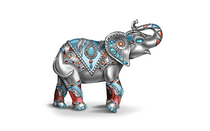 Sterling Strength Elephant Figurine With Faux Gems
