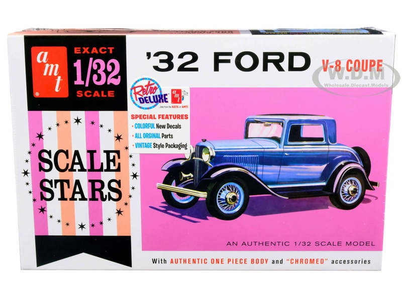 Skill 2 Model Kit 1932 Ford V-8 Coupe Scale Stars 1/32 Scale Model by AMT