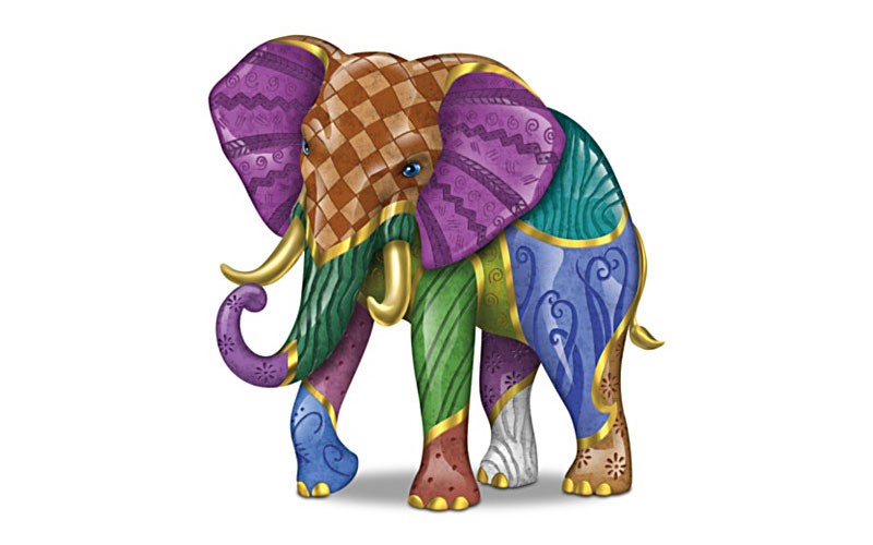 Keith Mallett Triumphant Tapestry Elephant Figurine