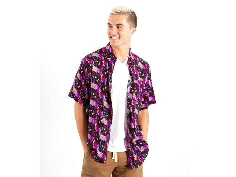 Super Massive 80’s BBQ Shirt for Men in Black Multi