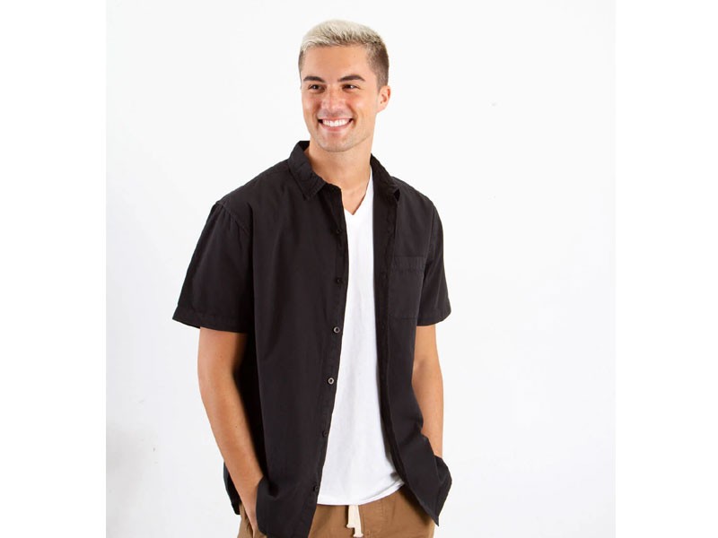 Garment Dyed 1 Pocket Woven Shirt For Men in Dusty Black