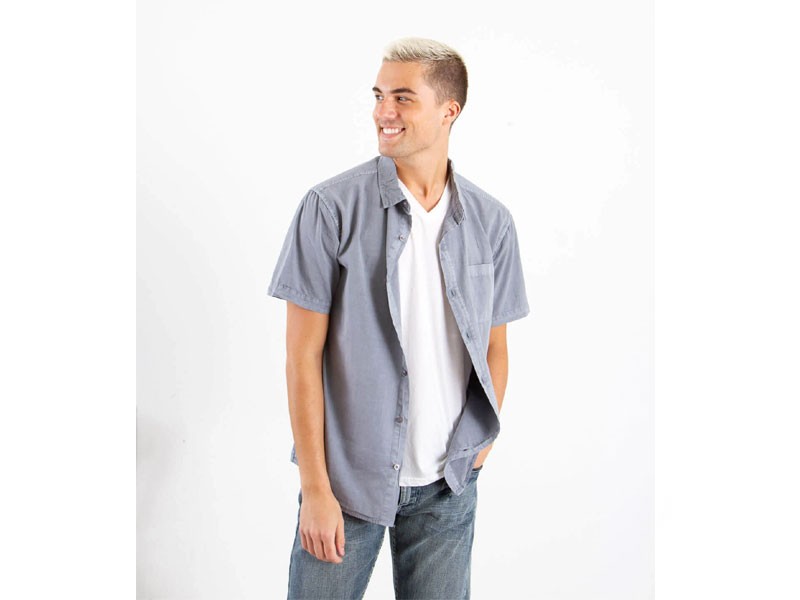 Super Massive Garment Dyed 1 Pocket Woven Shirt for Men in Flint Blue