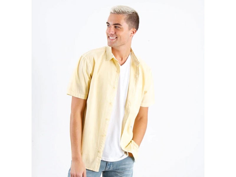 Super Massive Garment Dyed 1 Pocket Woven Shirt for Men in Light Wheat