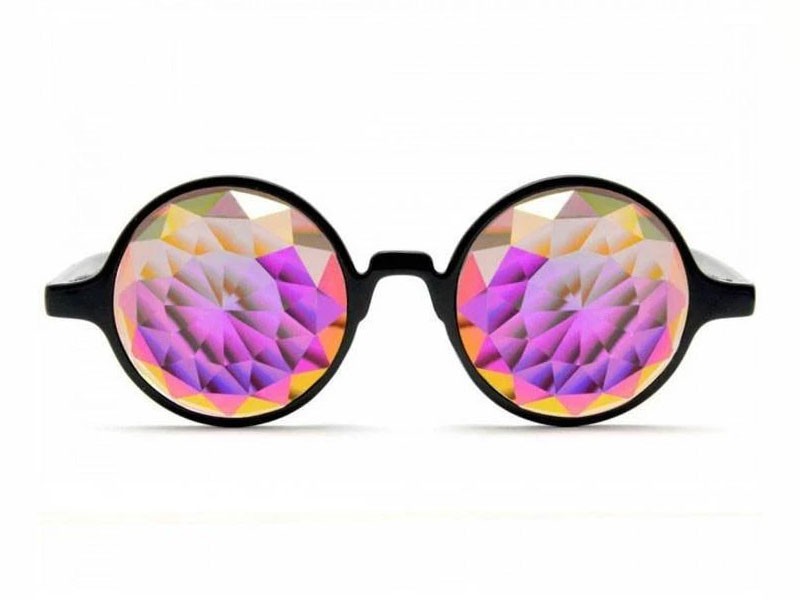 Black Kaleidoscope Glasses For Men Rainbow Fractal