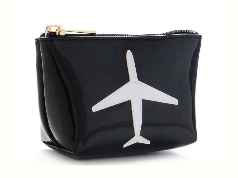 Black Mini Avery with White Airplane Women's Bag