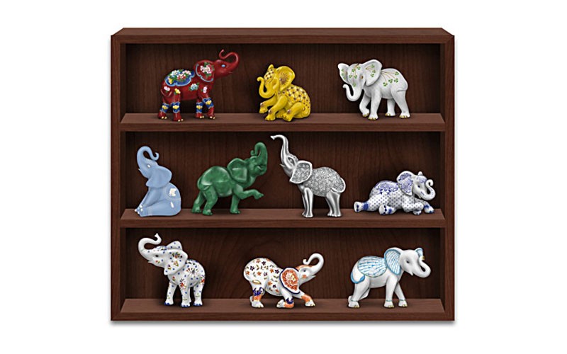 Eclectic Elegance Hand-Painted Elephant Figurine Collection