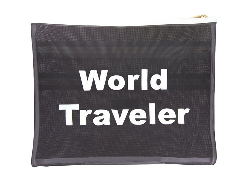 Women's Black Mesh Madeline Case with White World Traveler Bag