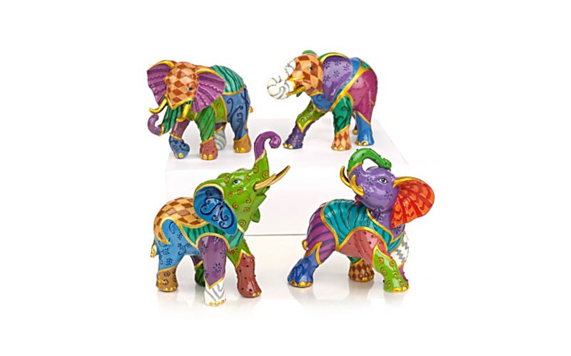 Keith Mallet Vibrant Expressions Elephant Figurines