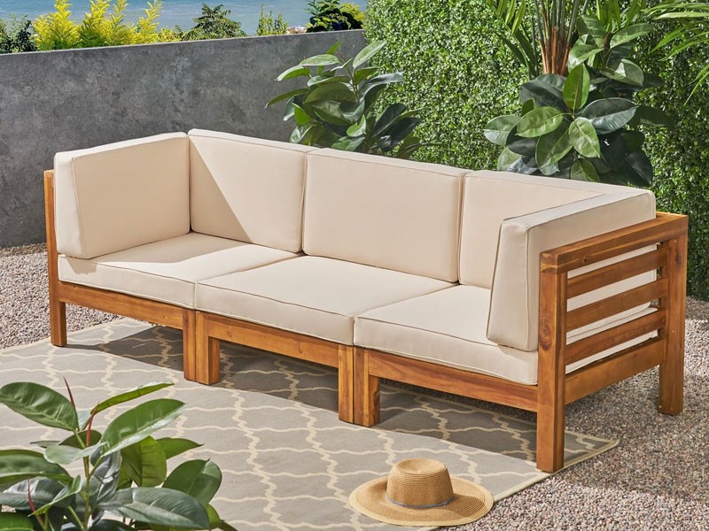 Dawson Outdoor Sectional Sofa Set 3 Seater Acacia Wood