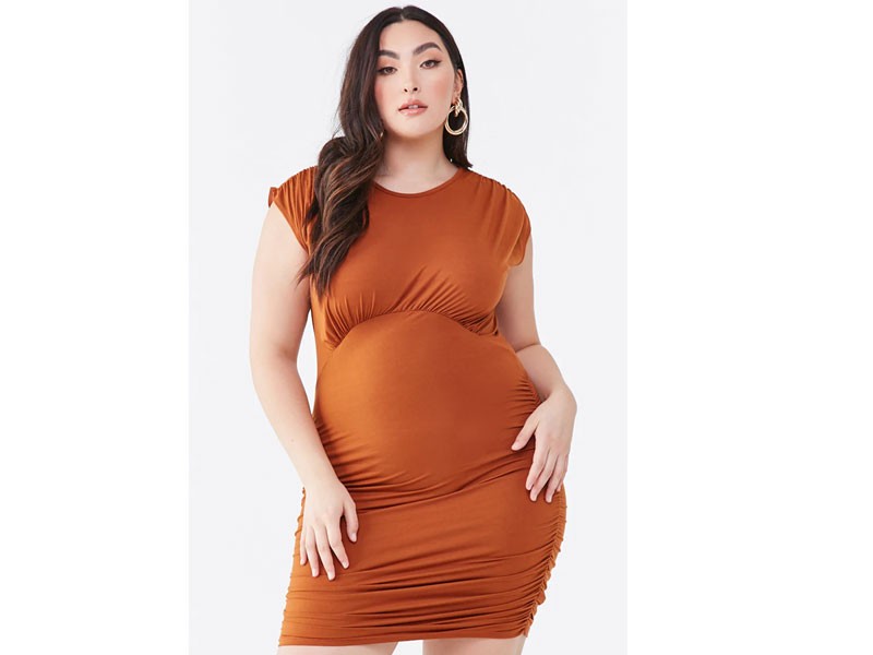 Women's Plus Size Shirred Bodycon Dress